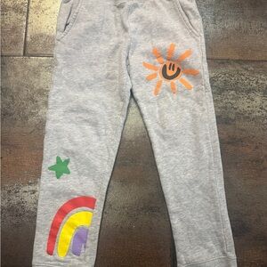 Stella McCartney Kids Gray Joggers with Rainbow and Sun Prints